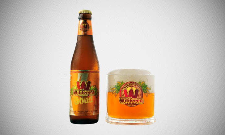 Wilderen Goud bierflesje met glas